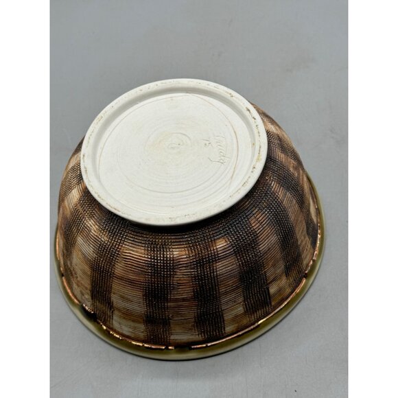 Vintage 1975 Ceramic Bowl With Textured Brown Beige Pattern signed artist READ - Picture 9 of 10